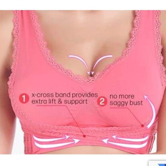 Nwt Pink Lift Wireless Front X Buckle Lace Bralette - Picture 8 of 16